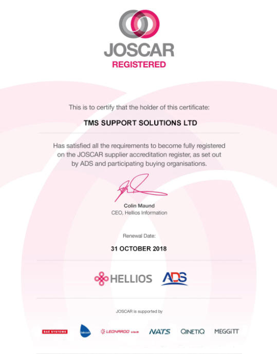 TMS gains Joscar stage 2 accreditation